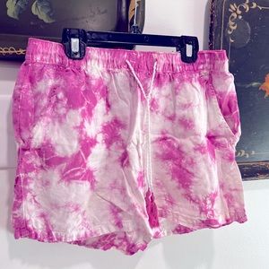 Linen Tie Dye Shorts with drawstring